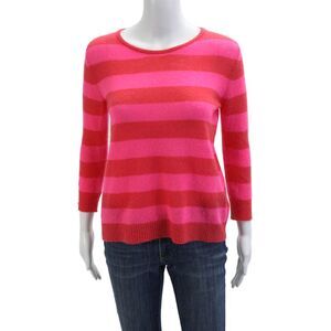 Jumper Women Pink Cashmere Pullover Sweater Round Neck 3/4 Sleeve Size 1